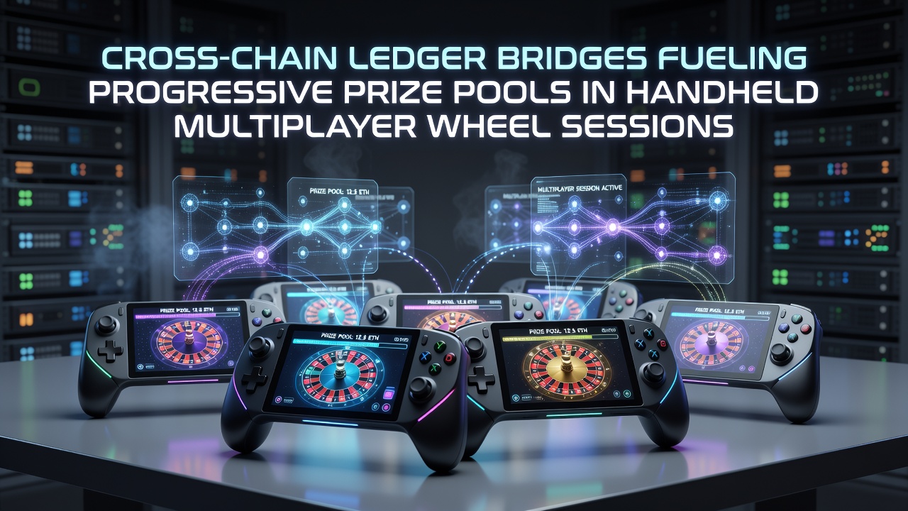 Darstellung von Cross-Chain-Ledger-Brücken die Preispools in mobilen Multiplayer-Rad-Sessions verbinden