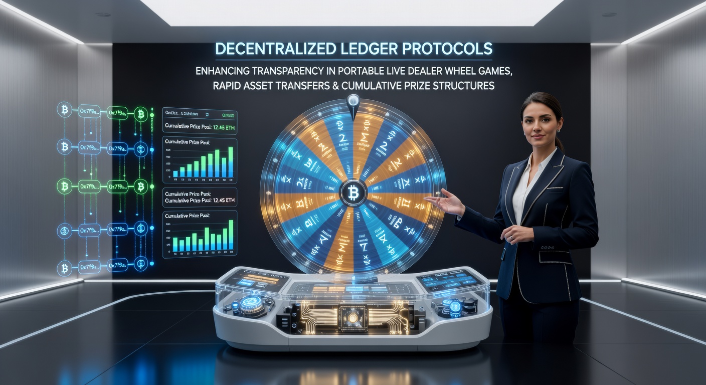Illustration dezentralisierter Ledger-Protokolle in Live-Dealer-Rädern mit schnellen Asset-Transfers