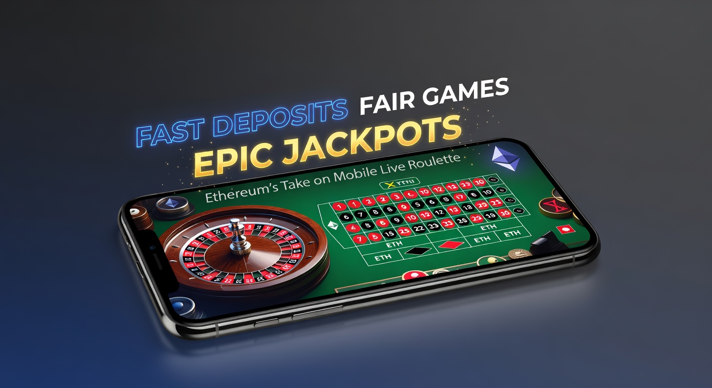 Smartphone mit Ethereum-Wallet und Live-Roulette-Tisch, der schnelle Transaktionen und Jackpot-Anzeigen zeigt