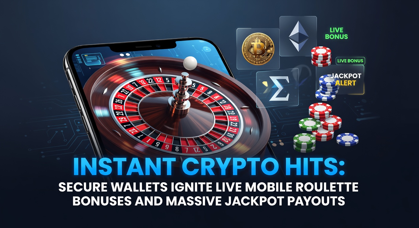 Smartphone zeigt Live-Roulette-Tisch mit Krypto-Wallet-Integration und blinkenden Jackpot-Zählern