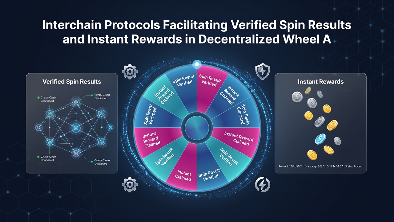 Illustration von Cross-Chain-Verifizierung und sofortigen Rewards in dezentralen Wheel-Plattformen