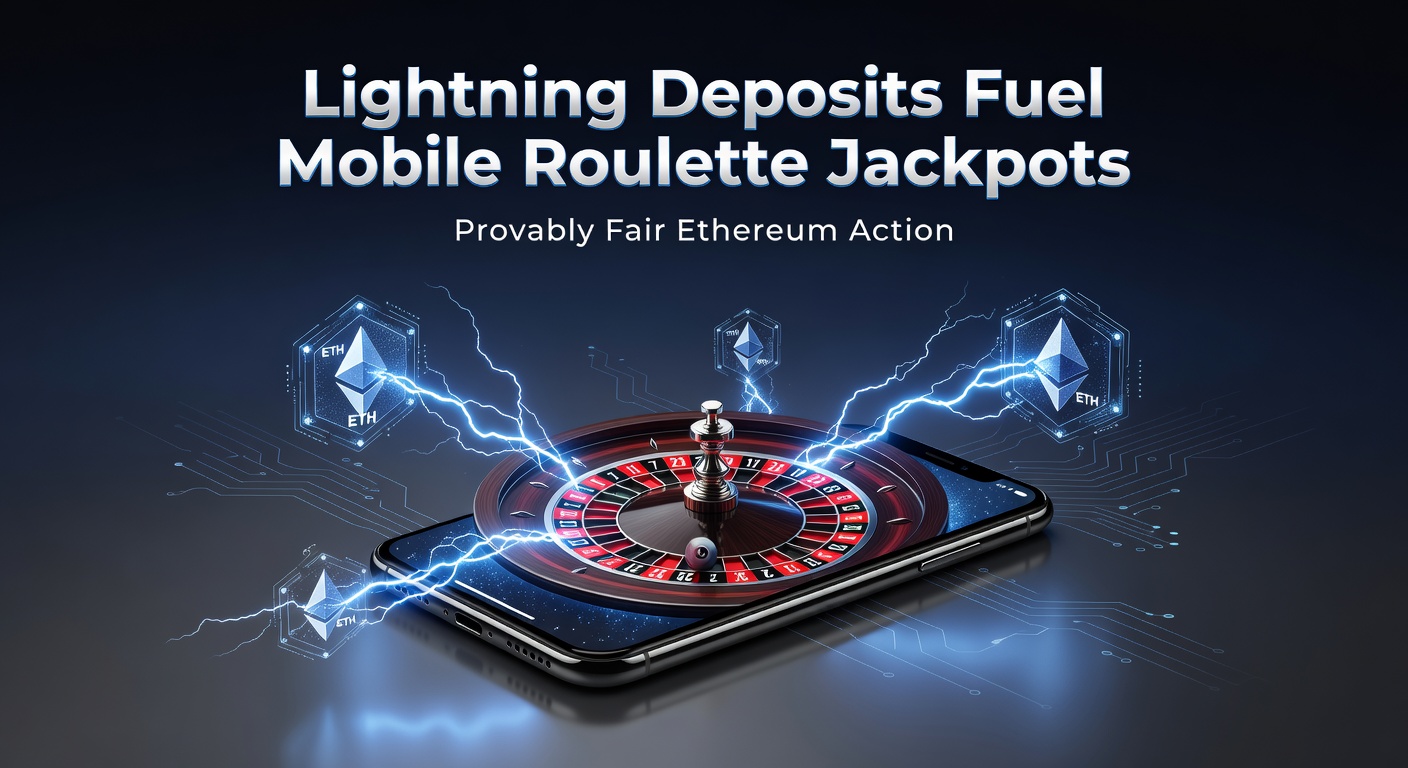 Visuelle Erklärung von Provably Fair Ethereum in Mobile Roulette, mit Blockchain-Verifizierungstools, Jackpot-Akkumulatoren und Lightning-Transaktionsflüssen