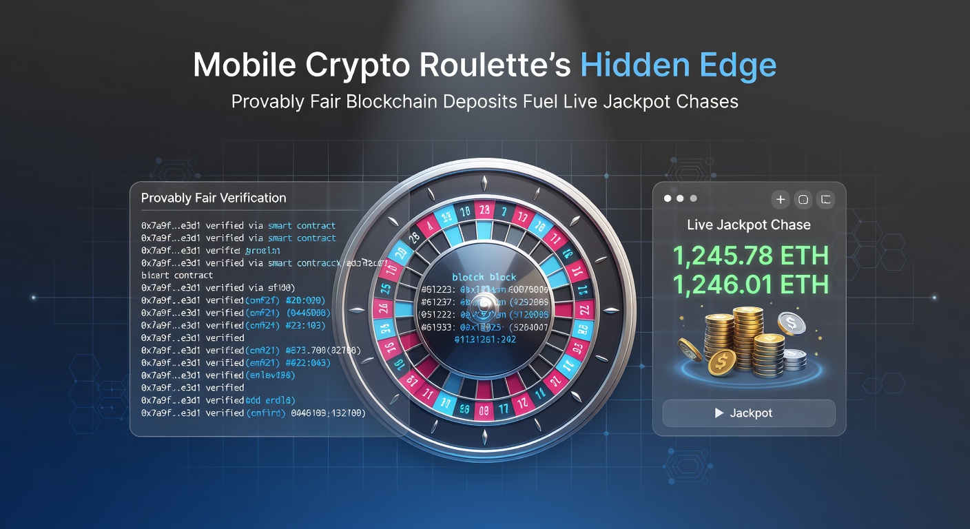 Live-Stream eines Roulette-Tisches mit steigendem Jackpot-Zähler und Krypto-Wallet-Integration auf einem Tablet